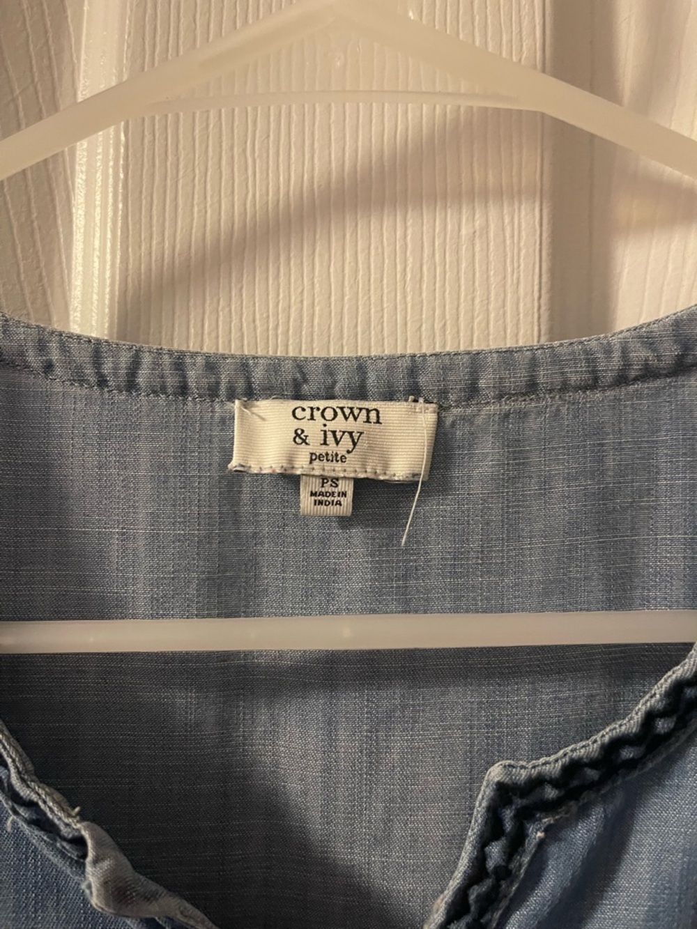 Crown &Ivy Denim Embroidered Blouse - Picture 2 of 3